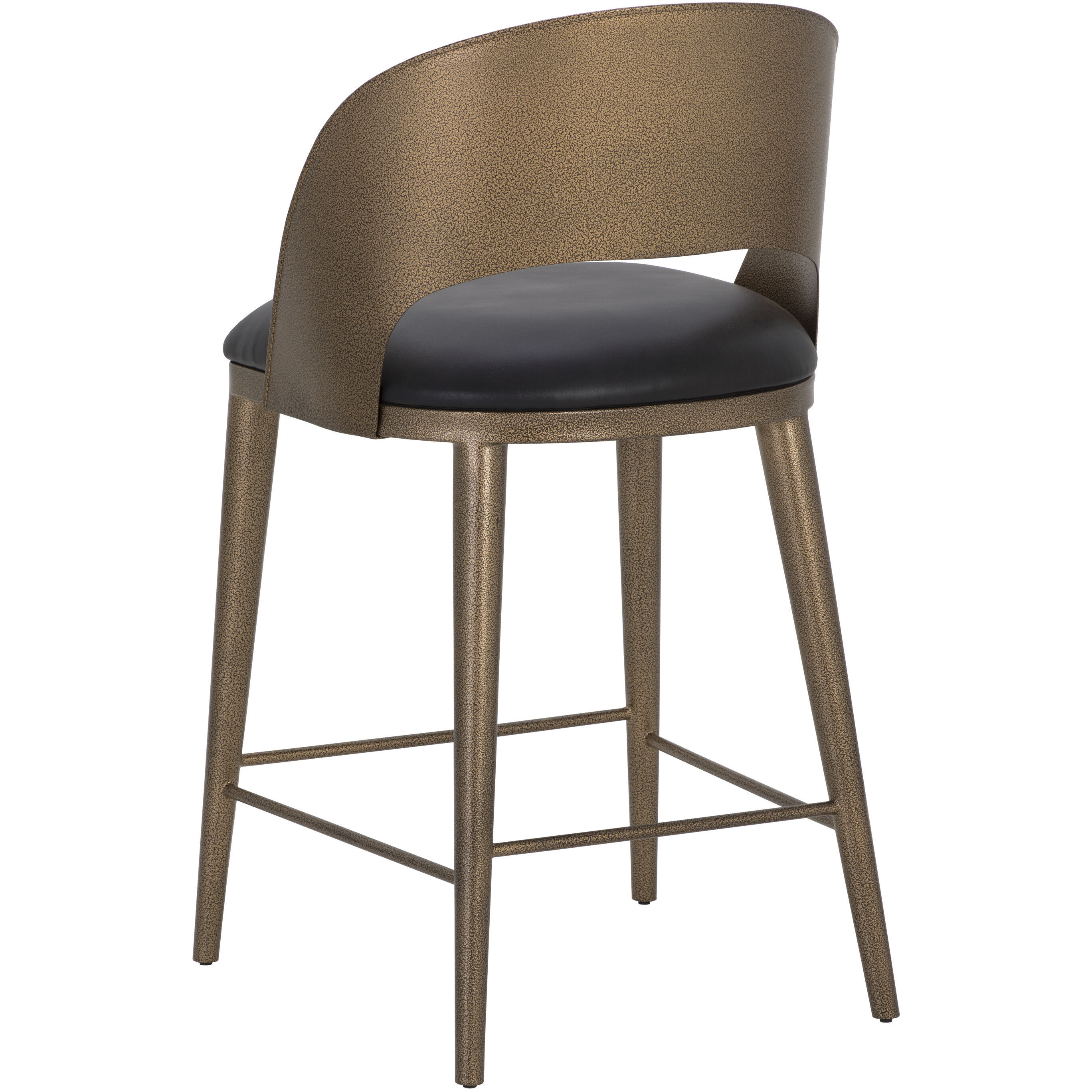 Dezirae 37 inch Antique Brass / Charcoal Black Leather Counter Stool